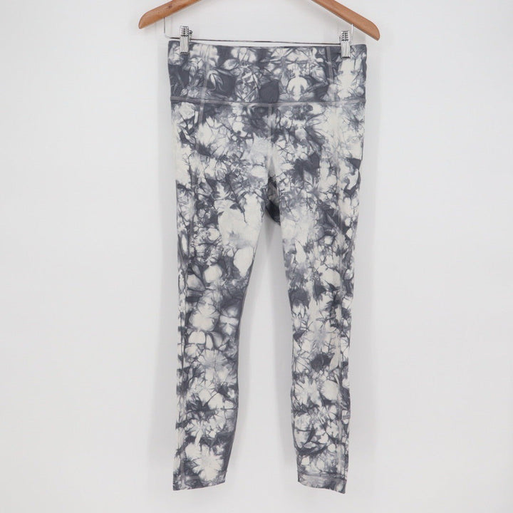 Athleta Tie Dye Leggings Activewear Pants Black White Size M