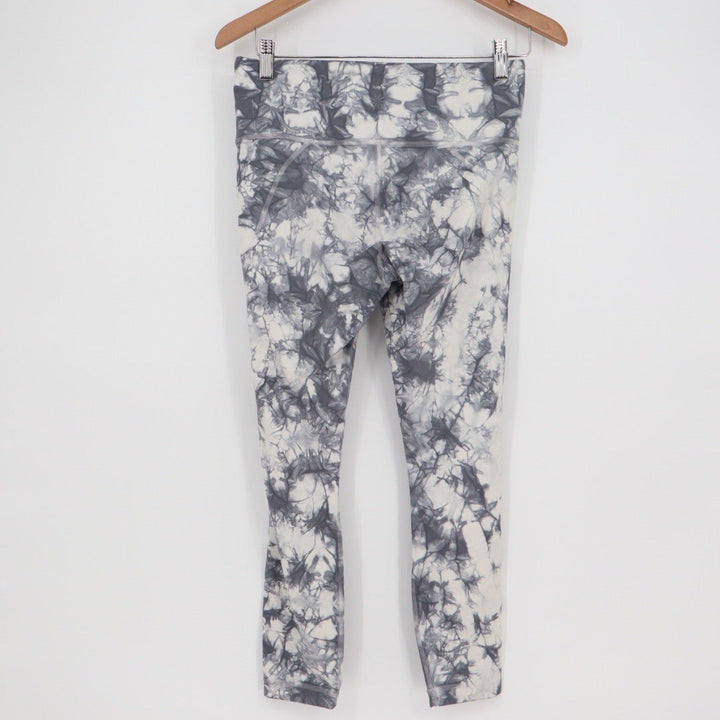 Athleta Tie Dye Leggings Activewear Pants Black White Size M