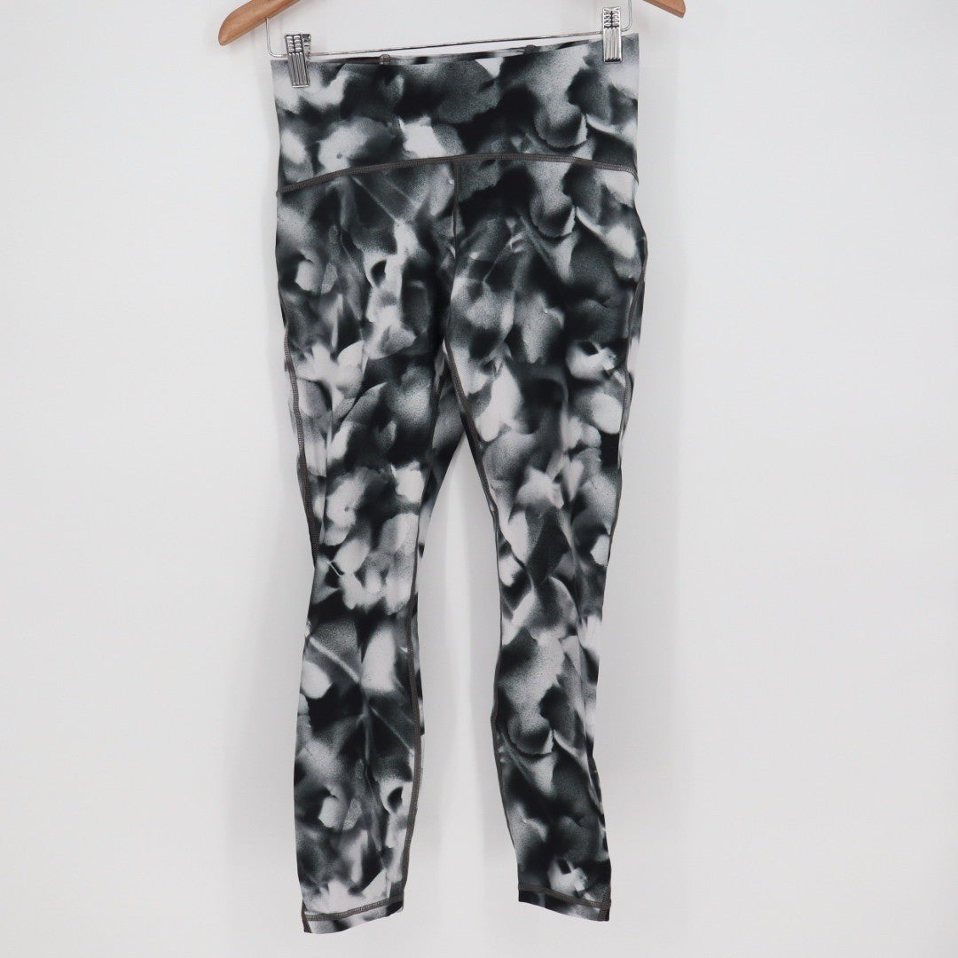 Lululemon Align High Rise Floral Print Leggings Size 8 Black White