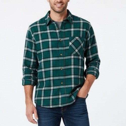 NORTHEAST OUTFITTERS Plaid Flannel Shirt Long Sleeve Button Up Men's LG