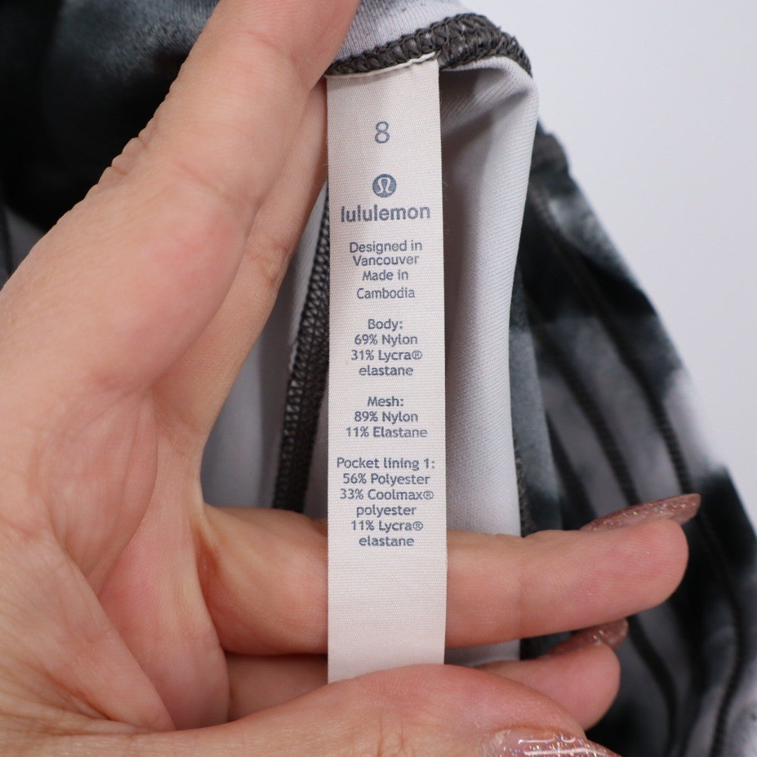 Lululemon Align High Rise Floral Print Leggings Size 8 Black White