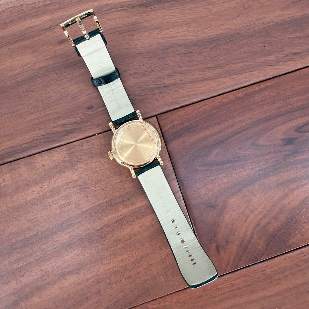 Marc by Marc Jacobs Gold Tone Green Leather Band Watch Black Face