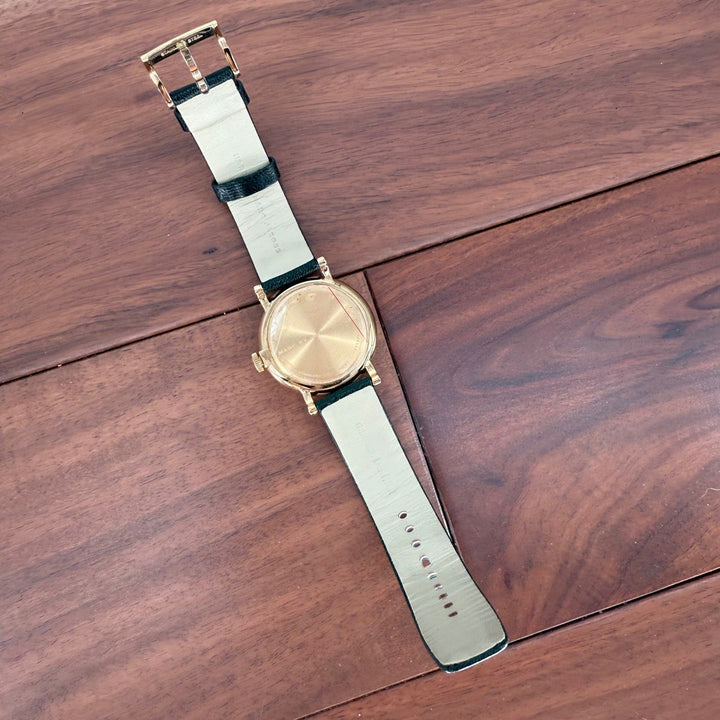 Marc by Marc Jacobs Gold Tone Green Leather Band Watch Black Face
