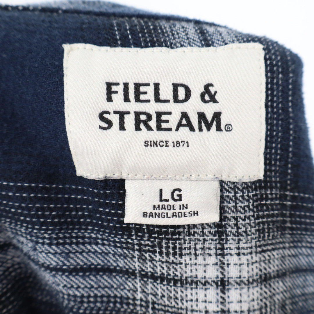 Field & Stream Flannel Shirt Long Sleeve Button Down Plaid Navy Blue Men's LG
