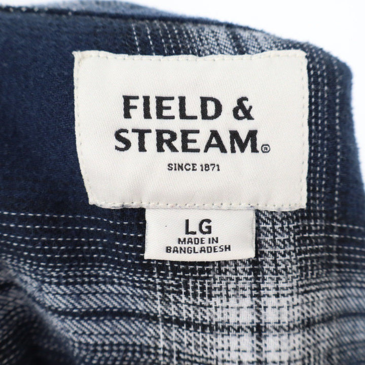 Field & Stream Flannel Shirt Long Sleeve Button Down Plaid Navy Blue Men's LG