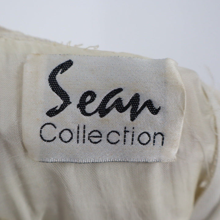 Sean Collection Beaded Sequin Embellished Maxi Dress Formal Gown Ivory Size L