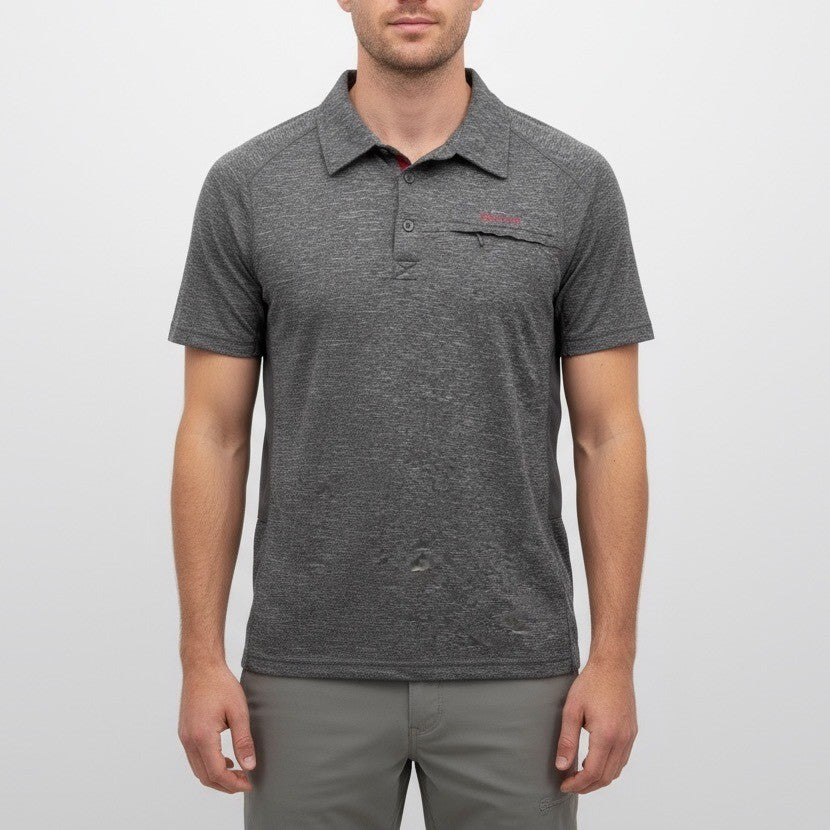 Marmot Heathered Gray Short Sleeve Performance Polo Shirt Mens M