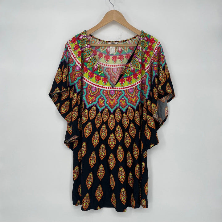 Trina Turk Boho Paisley Kaftan Tunic Cover Up Top Women's Size M