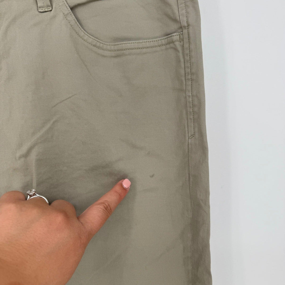 Theory Men's Chino Pants Khaki Straight Fit Size 34 Cotton Blend Casual Trousers