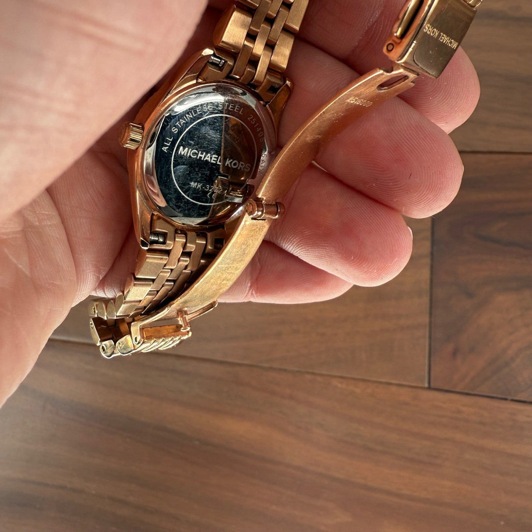Michael Kors Gold Tone Watch Blue Dial Roman Numerals MK3272