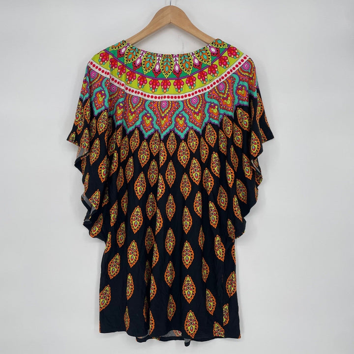 Trina Turk Boho Paisley Kaftan Tunic Cover Up Top Women's Size M