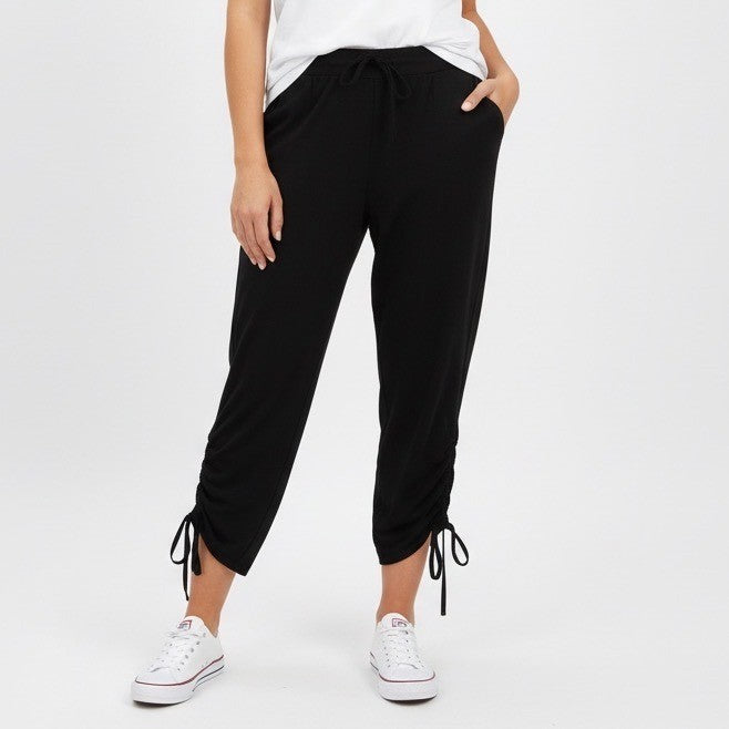BB Dakota Black Drawstring Ruched Hem Jogger Pants Size L