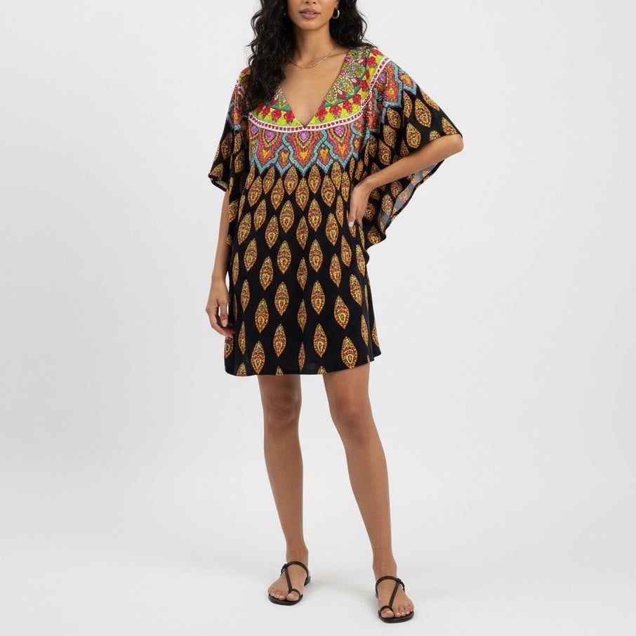 Trina Turk Boho Paisley Kaftan Tunic Cover Up Top Women's Size M