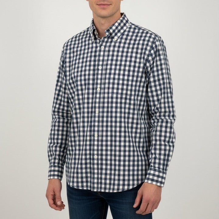 Brooks Brothers 346 Men's Slim Fit Blue Gingham Button Down Shirt Size M