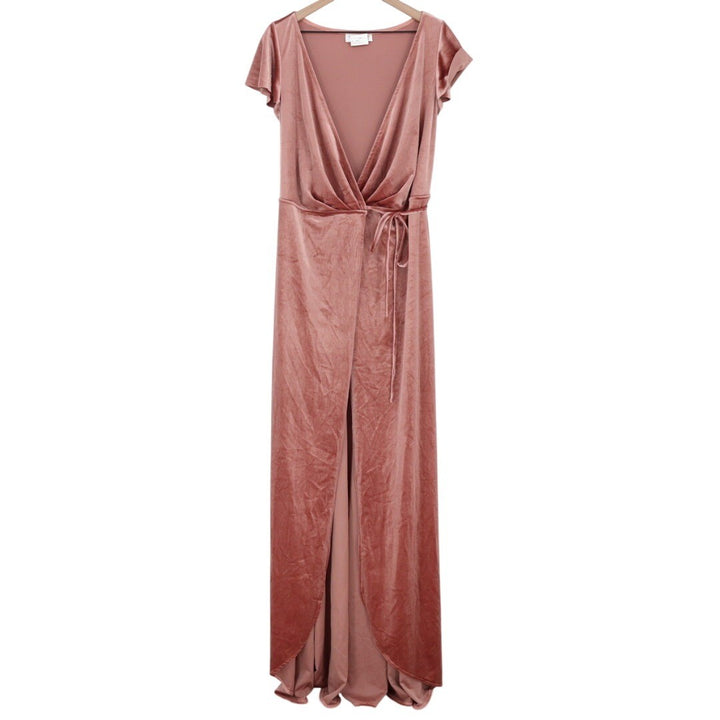 AFTER SIX Velvet Maxi Wrap Dress In Tawny Rose Size M