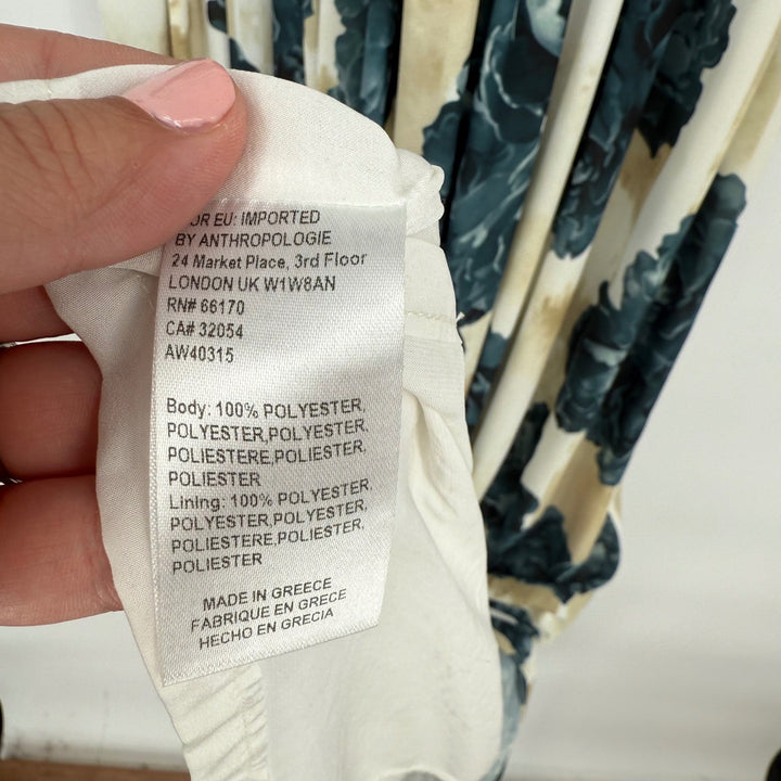 Christina Economou Floral Maxi Dress V Neck Cap Sleeve Empire Waist SIze 0