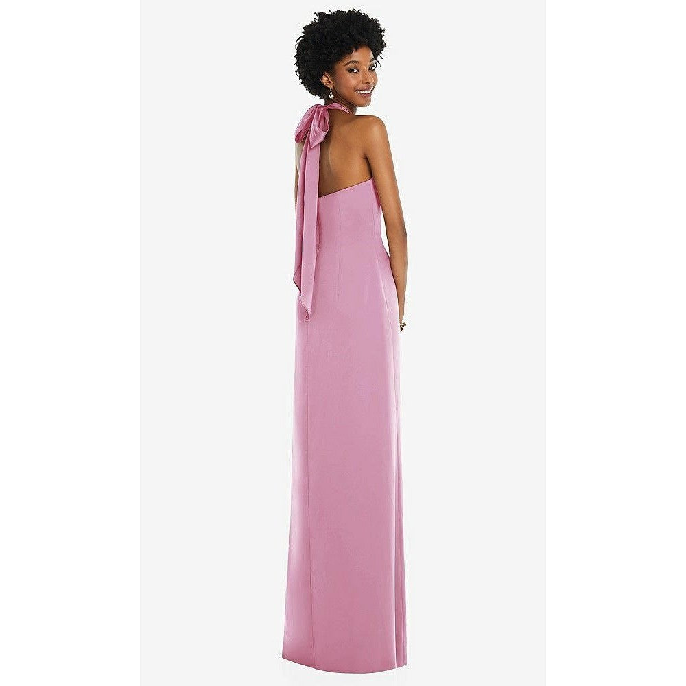 Dessy Collection Draped Satin Grecian Column Gown With Convertible Straps