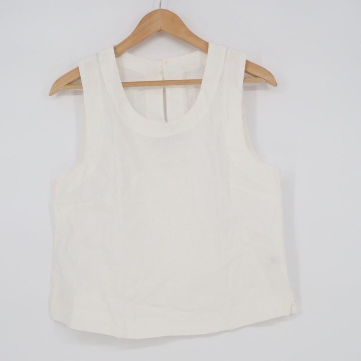 American Giant White Linen Sleeveless Tank Top Size S Made in USA