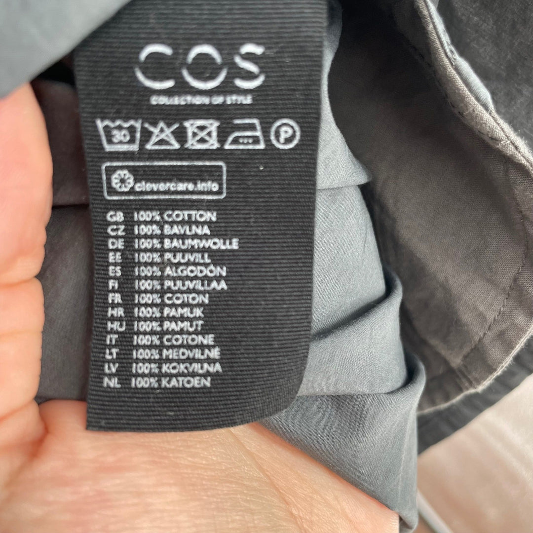 COS Gray Short Sleeve V-Neck Midi Dress Size 34 EUR