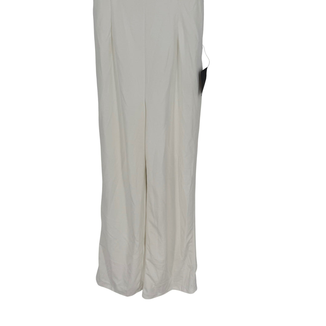Lulus Marvelous Glow White Strapless Pearl Tie-Back Jumpsuit Size S