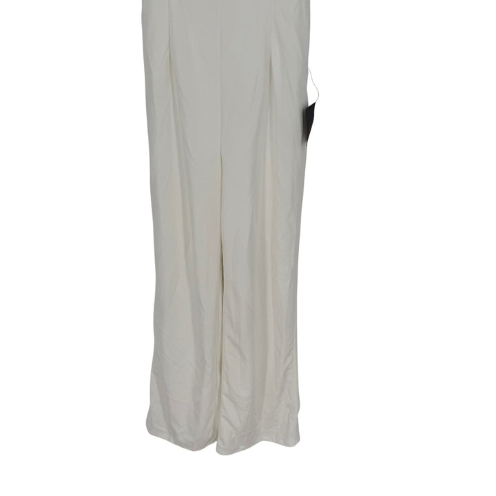 Lulus Marvelous Glow White Strapless Pearl Tie-Back Jumpsuit Size S