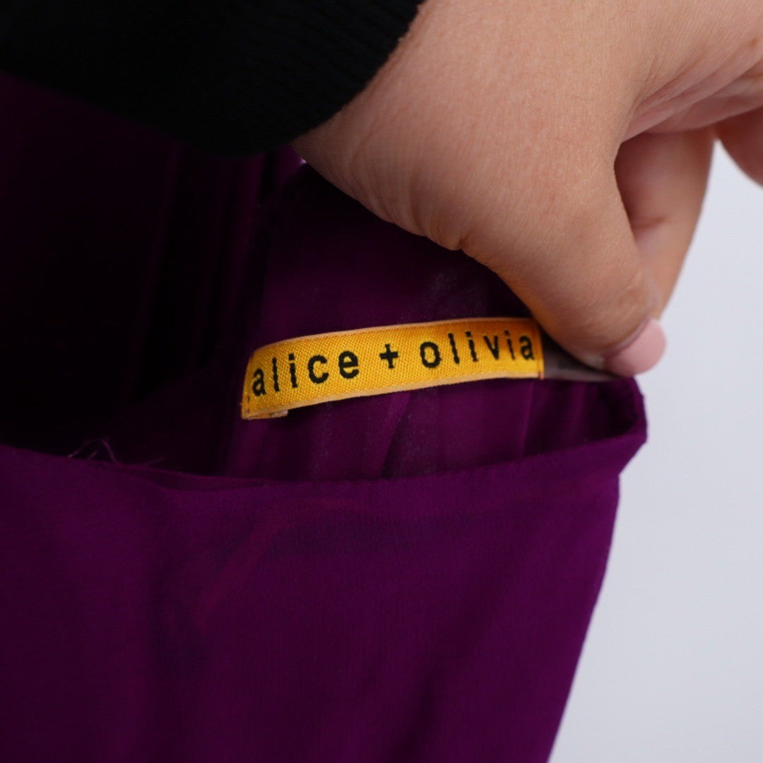 Alice + Olivia Purple Silk Blend Strappy Mini Dress Size M