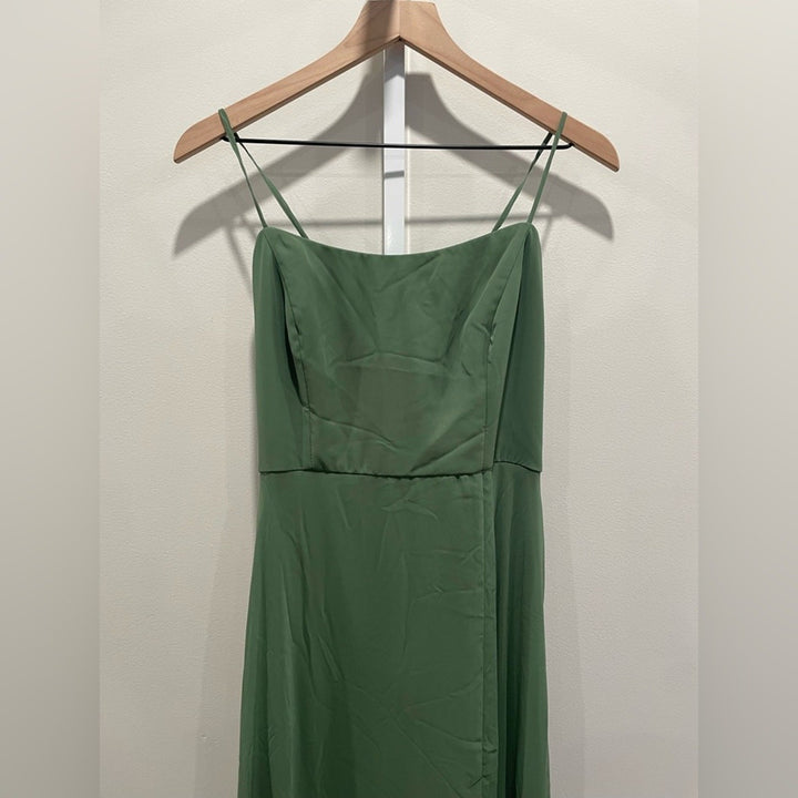 After Six Scoop Neck Convertible Tie Strap Maxi Dress With Front Slit Size 14