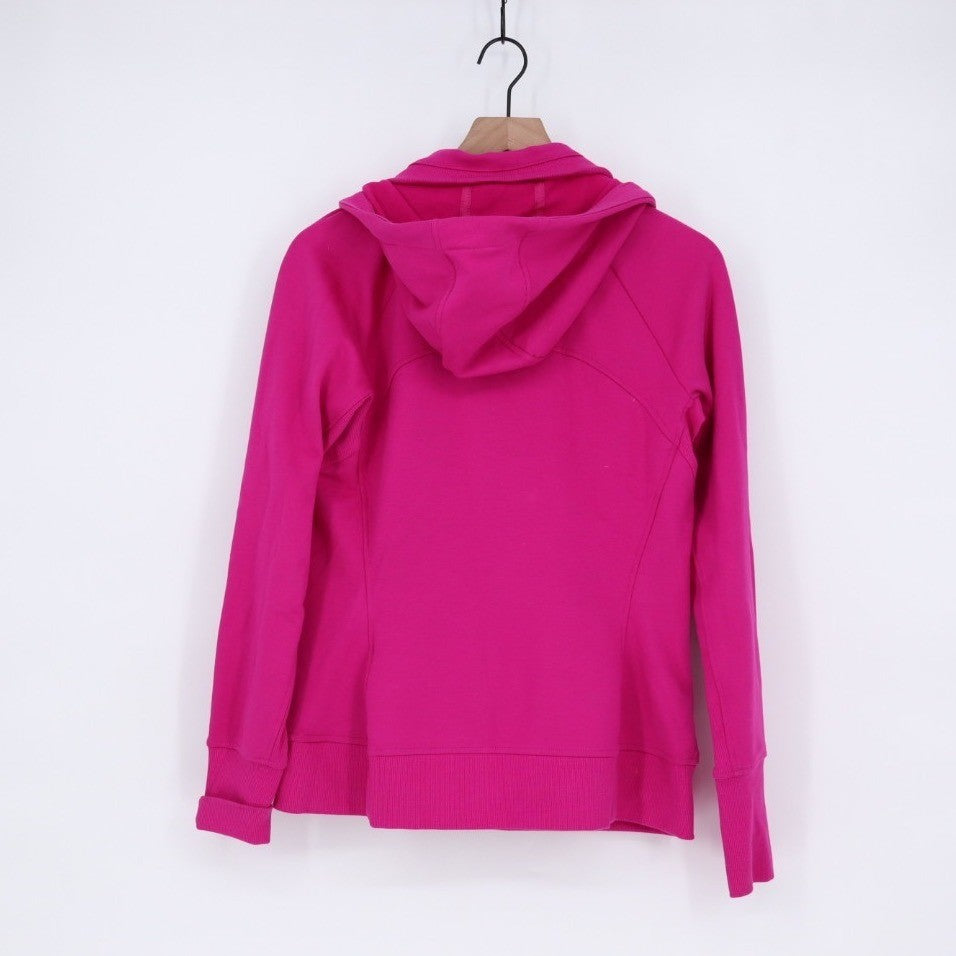 Athleta Triumph Hoodie Zip Up Full Zip Jacket Bright Pink Size Medium Thumbholes