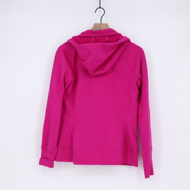 Athleta Triumph Hoodie Zip Up Full Zip Jacket Bright Pink Size Medium Thumbholes