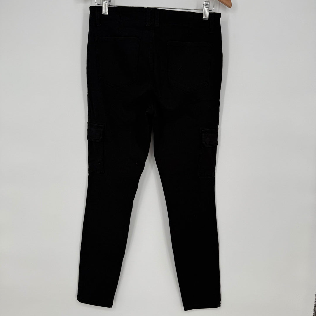 Level 99 Black Skinny Cargo Pants Zip Pockets Womens Size 29