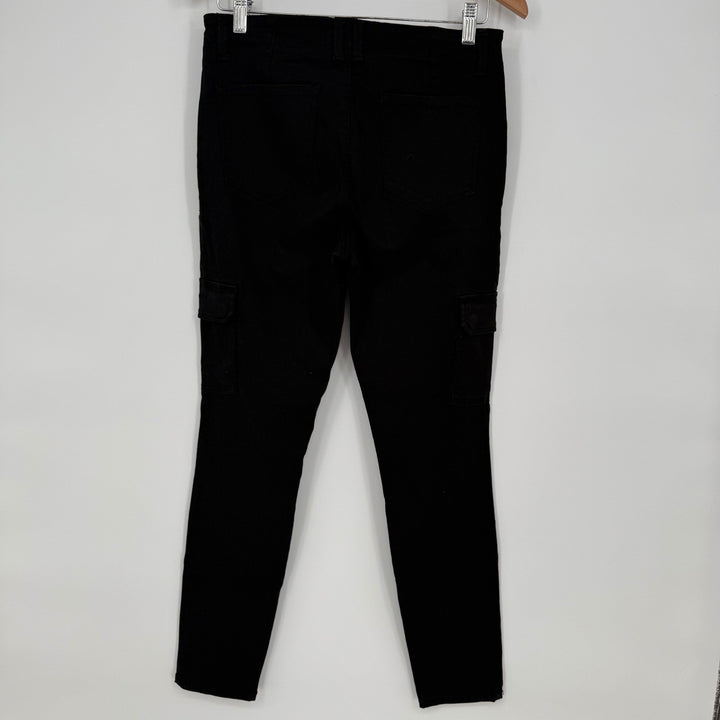 Level 99 Black Skinny Cargo Pants Zip Pockets Womens Size 29