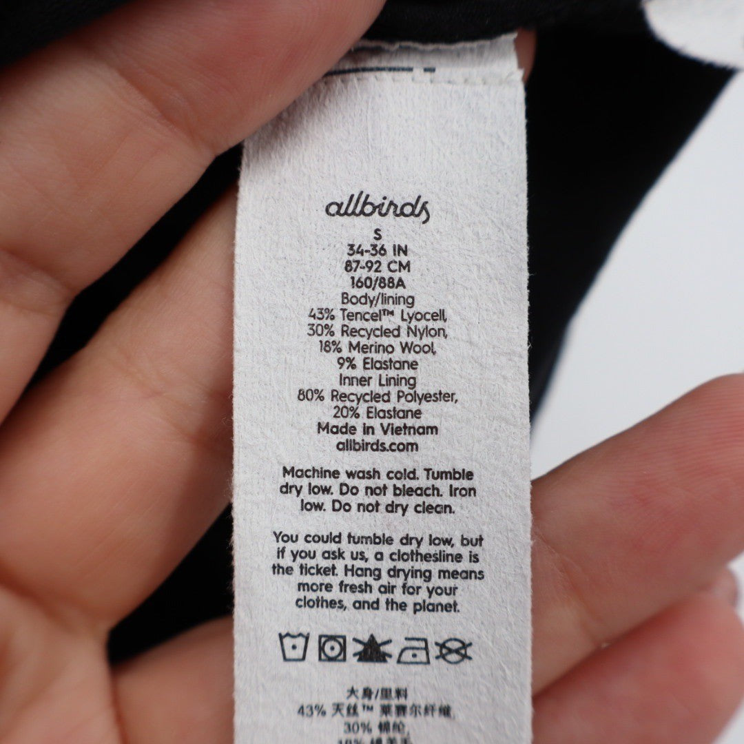 allbirds Black Ribbed Racerback Crop Tank Top Size S Made in Vietnam Carbon