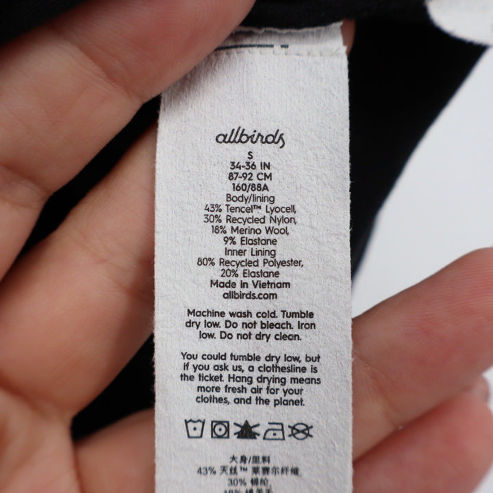 allbirds Black Ribbed Racerback Crop Tank Top Size S Made in Vietnam Carbon