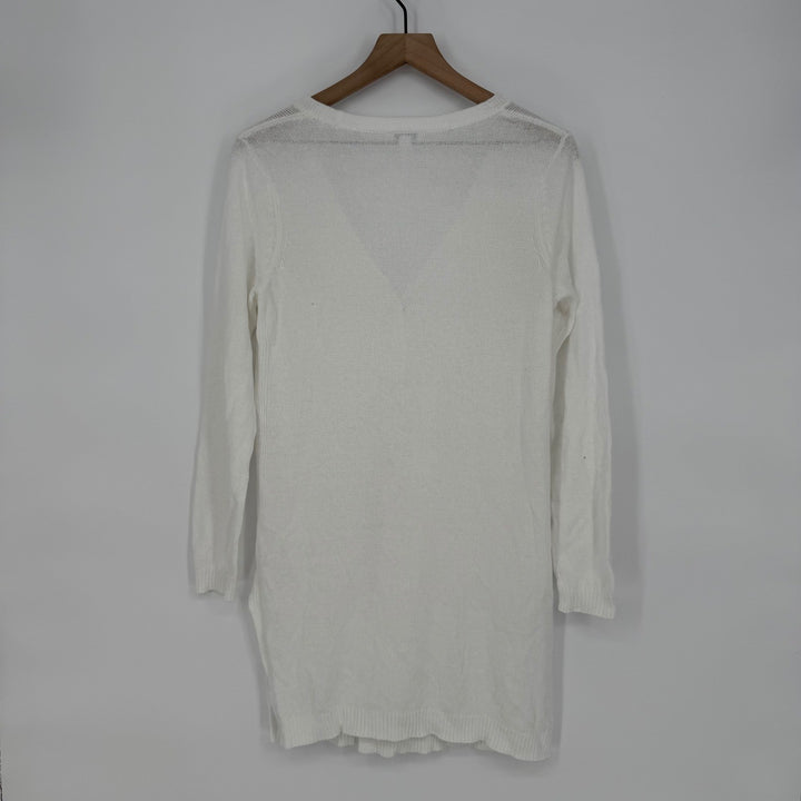 J.Jill White Linen Blend Long Sleeve Button Front Cardigan Sweater Size S