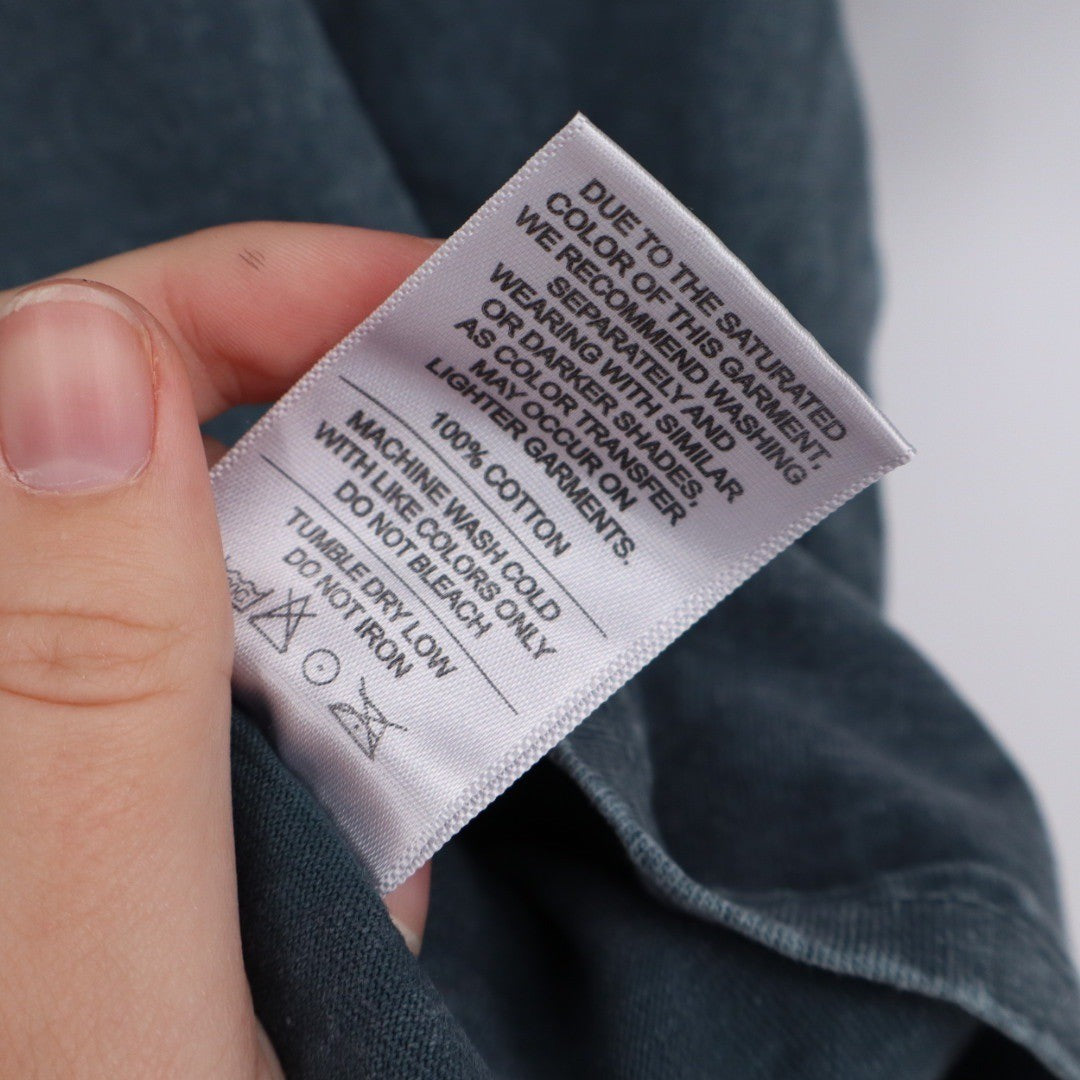 American Giant Washed Cotton Tee Teal Crew Neck Short Sleeve Size S Made USA