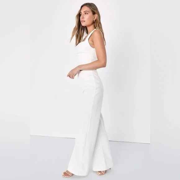 Lulus Enticing Endeavors White Two-Piece Jumpsuit Size S