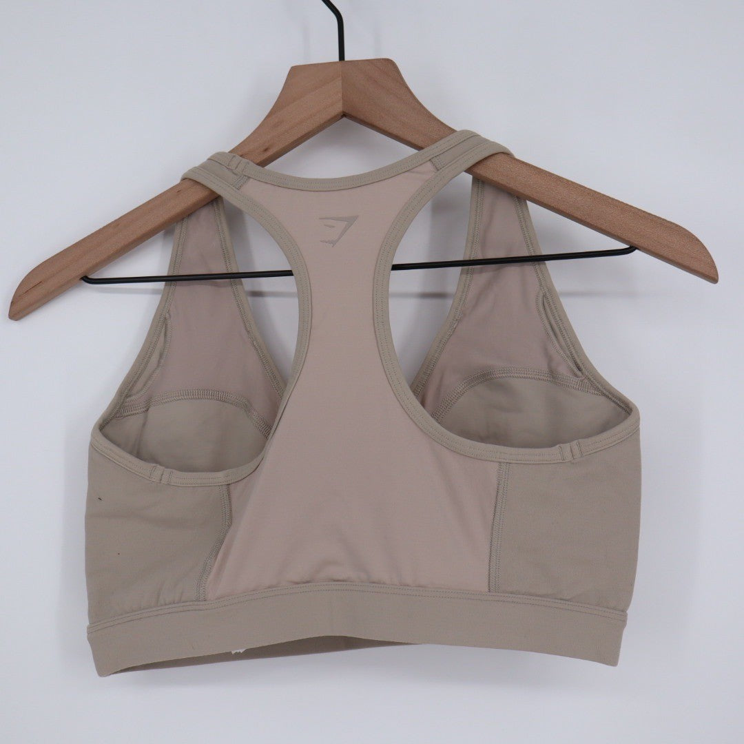 Gymshark Whitney Simmons Twist Front Sports Bra Taupe Medium Athletic