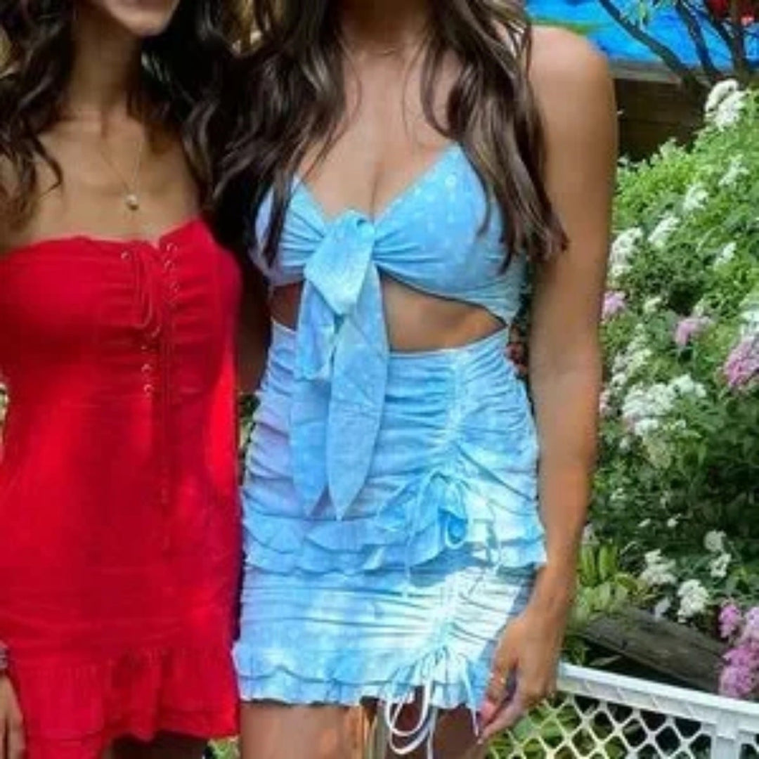 Tiger Mist Blue Paisley Print Mini Dress Size M