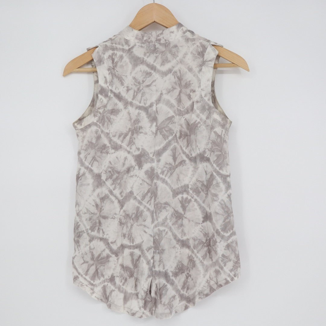 Alternative Blouse Top Womens XS Gray Tie Dye Button Front Sleeveless Back Slit