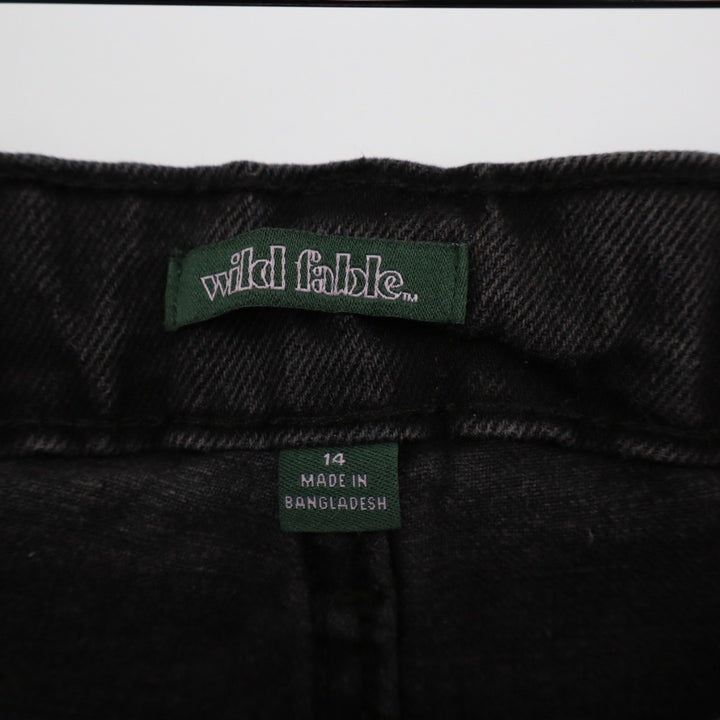 Wild Fable Black Wash High Rise Tapered Jeans Distressed Size 14