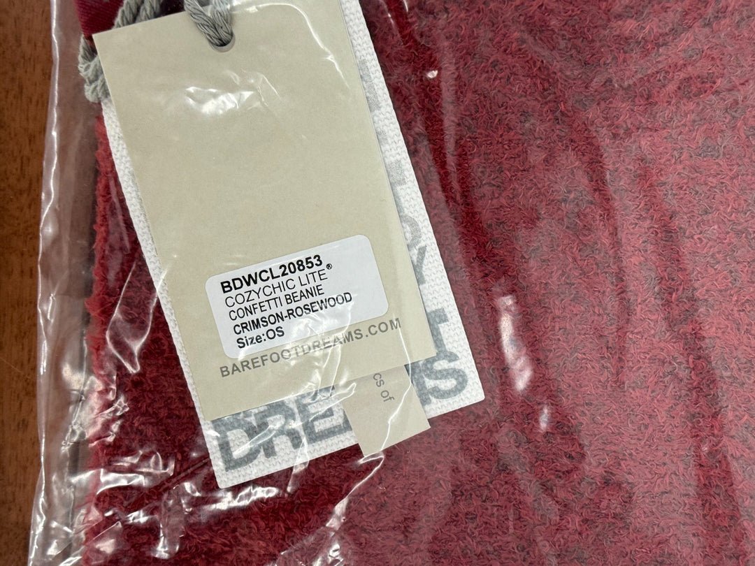 Barefoot Dreams CozyChic Lite Confetti Beanie Hat Womens OS Red Knit Winter Cap