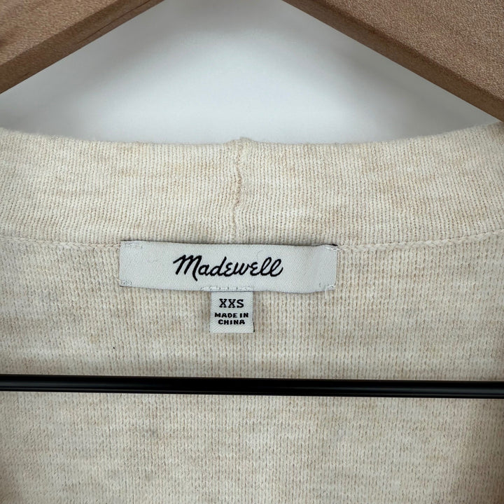Madewell Beige Knit Cardigan Sweater XXS V Neck Button Front Long Sleeve Pockets