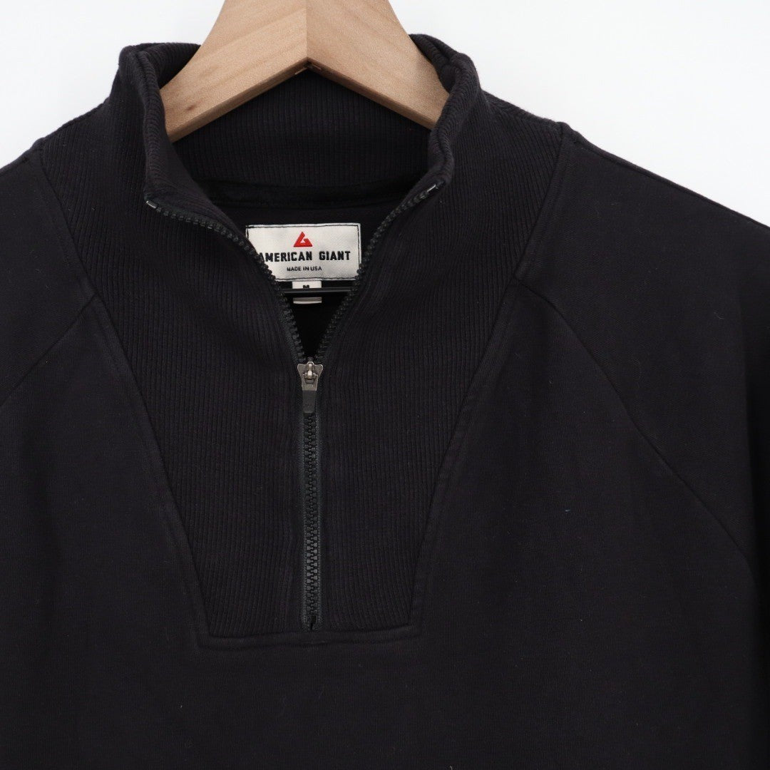 American Giant Black Sweatshirt Dress Quarter Zip Made USA Women's Medium