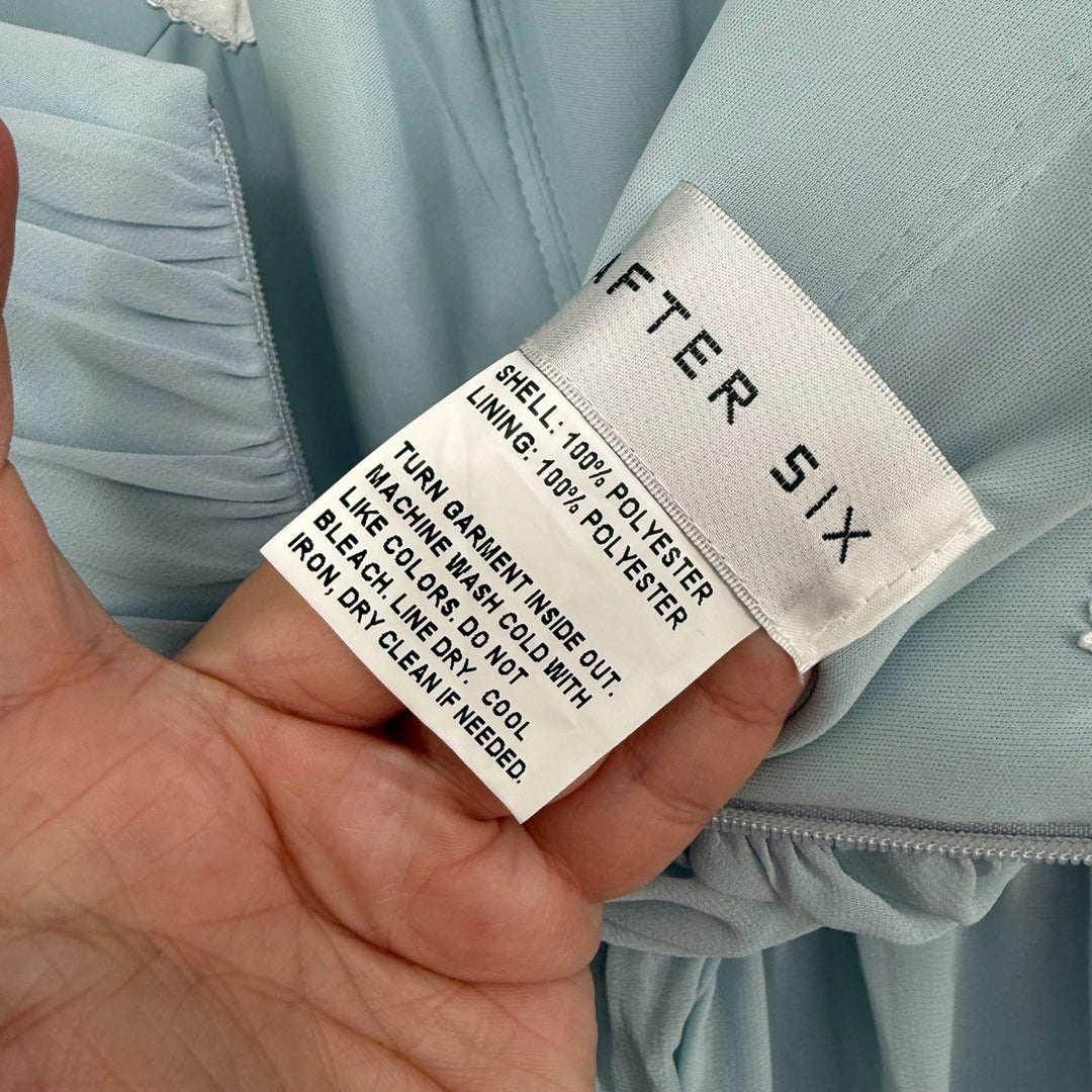 After Six Strapless Pleated Surplice Chiffon Maxi Dress With A-Line Skirt