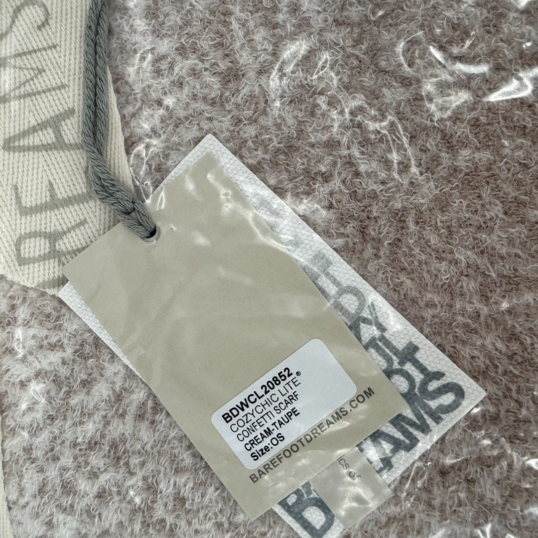 Barefoot Dreams CozyChic Lite Confetti Scarf Womens Cream Taupe Winter Warmer