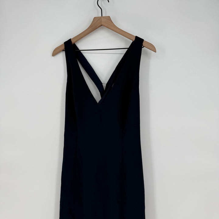 Thread Criss-Cross Cutout Back Maxi Dress With Front Slit In Midnight Navy