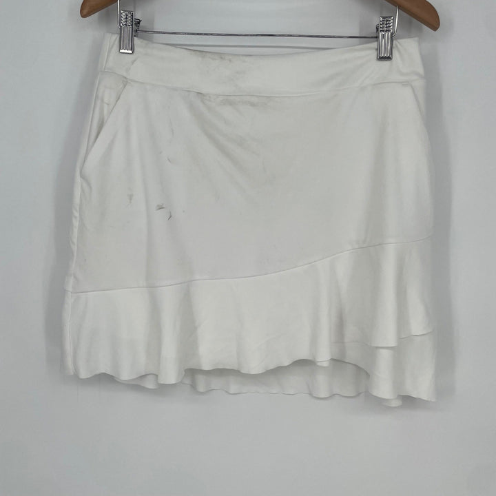 Greg Norman Womens White Golf Skort Crossover Flounce Pull On Size M