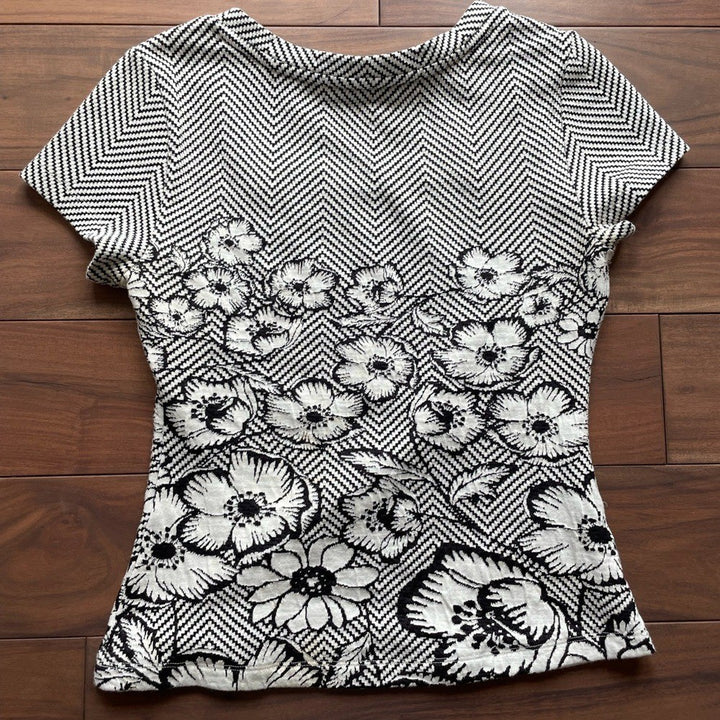 Anthropologie Maeve hellebore Floral Knit Blouse Size XS