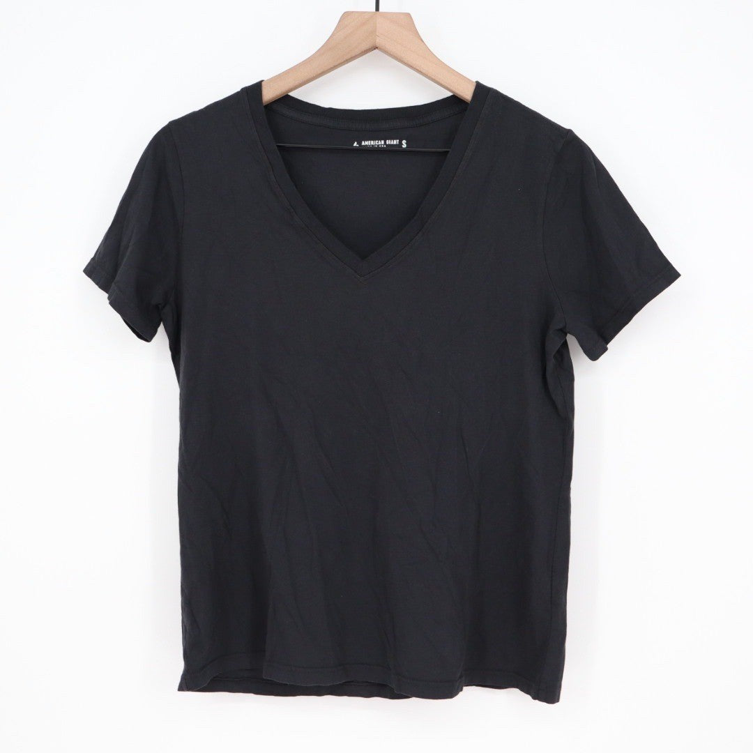 American Giant Classic V Neck T Shirt Black Made in USA Size Small