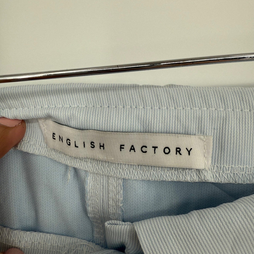 English Factory Light Blue Pinstripe Off Shoulder Button Down Shirt Dress